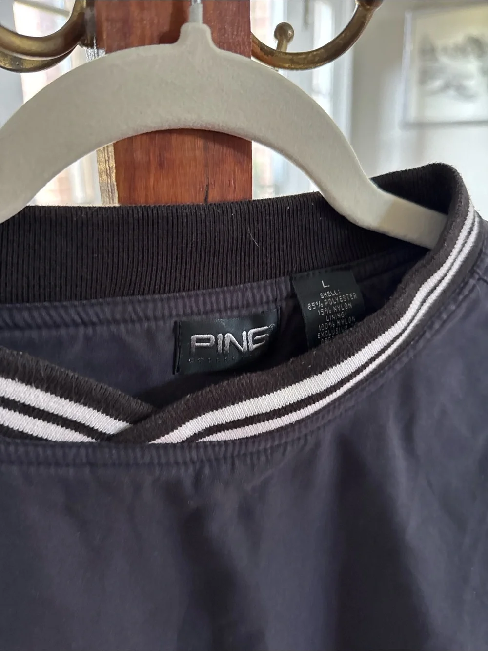 PING Black Pullover with White Stripe Trim men’s L